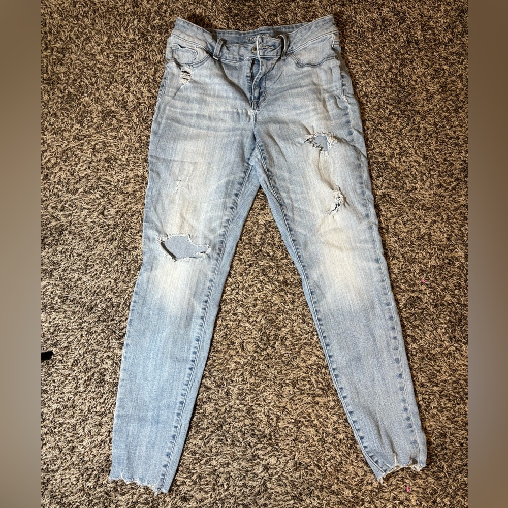 Maurices Light Blue Distressed Skinny Jeans